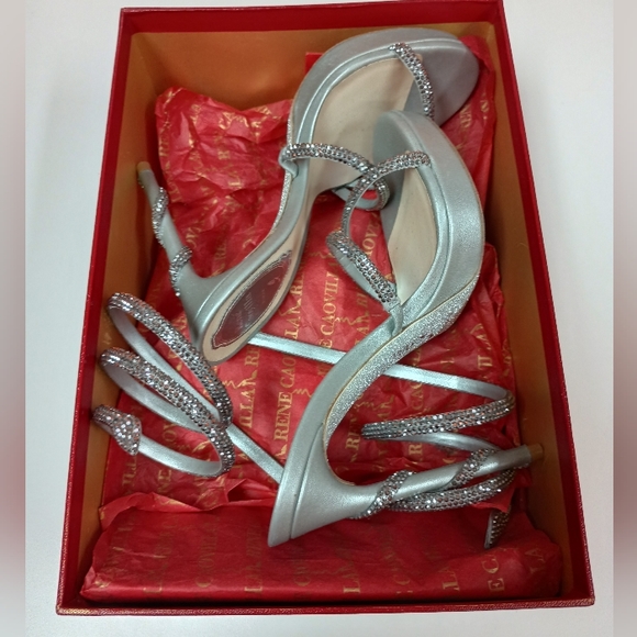 René Caovilla Mini Platform Strass Snake-Wrap Margot Sandals - Picture 11 of 14